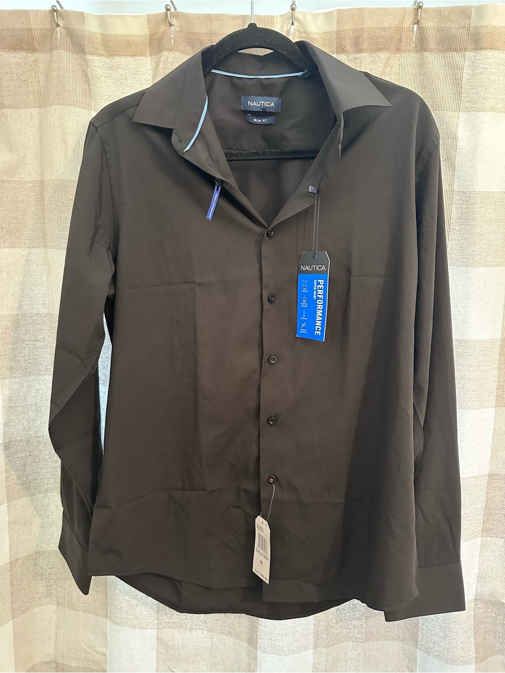 Nautica Slim Fit Black Shirt with Light Blue Trim